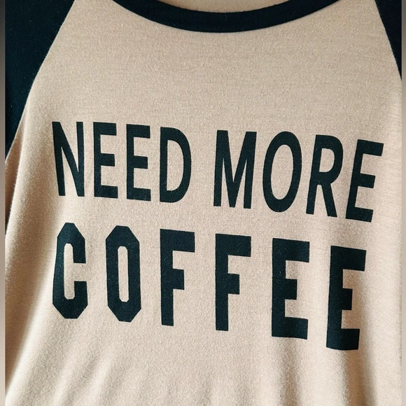 BLVD “Need More Coffee” Raglan Shirt - Size S - Picture 10 of 10